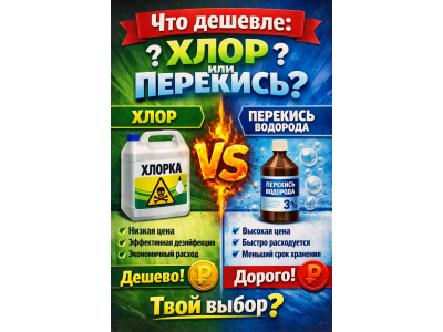 +30 Что дешевле: перекись водорода или хлор?